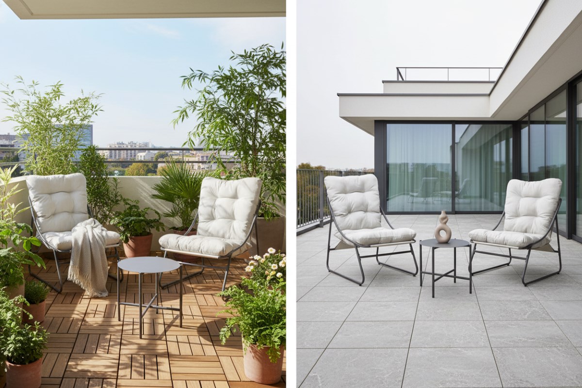 Progarden Zahradní balkonová sestava AMBIANCE stolek + 2 křesla + 2x polstry šedá final 1